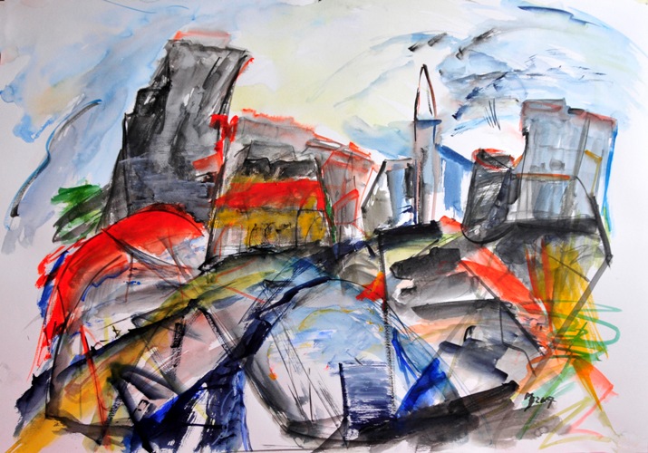 Hommage an Srečko Kosovel I, Aquarell, 70 x 100, Deatail