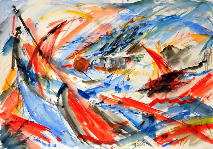 Hommage an Srečko Kosovel V, Aquarell, 70 x 100