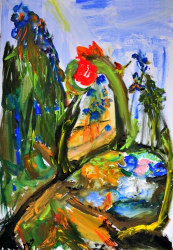 Magische Landschaft, Gouache, 70 x 100
