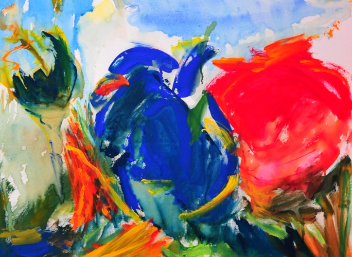 Magische Landschaft, Gouache, 80 x 100, Detail